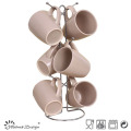 Matte Ceramic Mug with Metal Rack